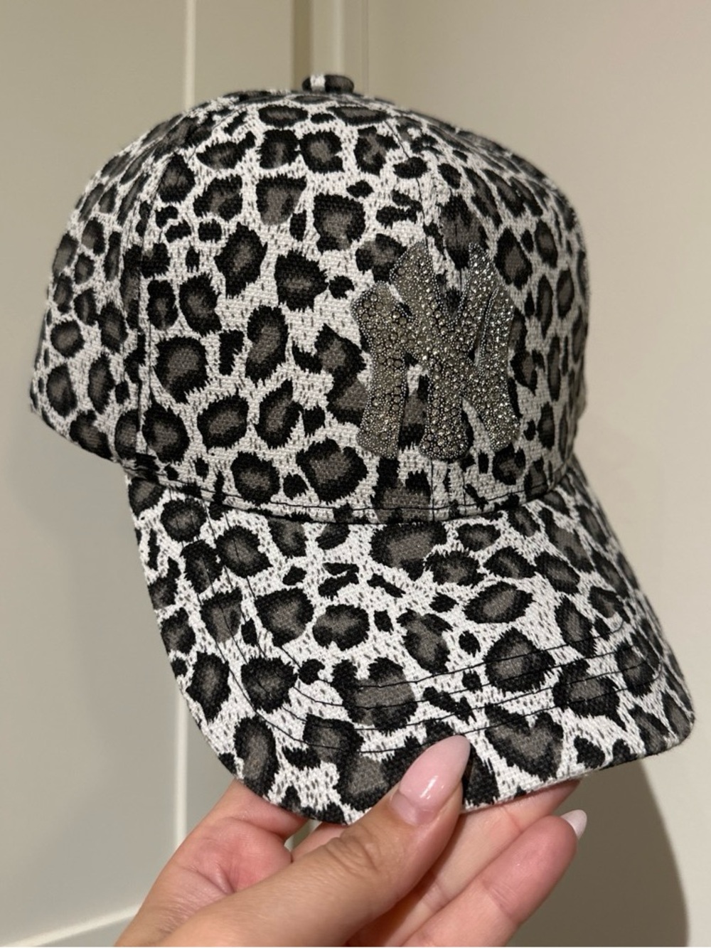 Leopard Print Silver Rhinestone New York NY Yankees Baseball Cap
